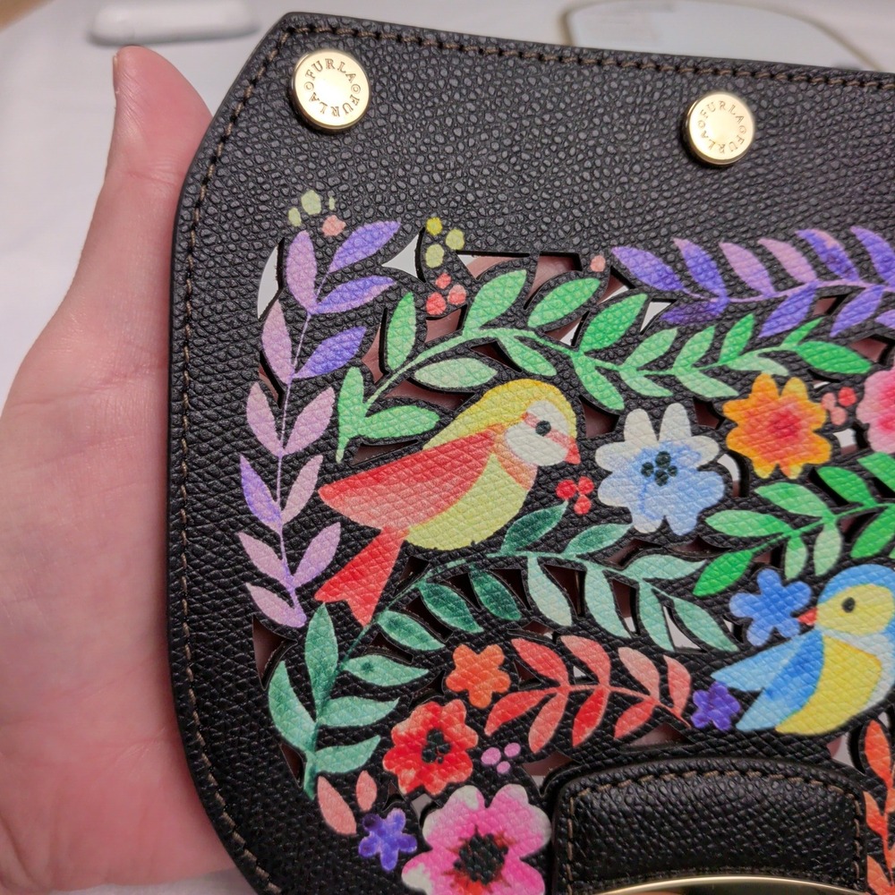 Furla My Play Metropolis Flap Laser Cut Floral Bird Leather Interchangeable - Picture 5 of 9